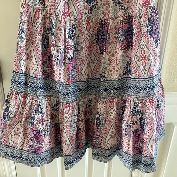 Caroline Constas Tiered Ruffled Cotton Frill Dress Pockets V-Neck Smocked Back - Picture 4 of 16